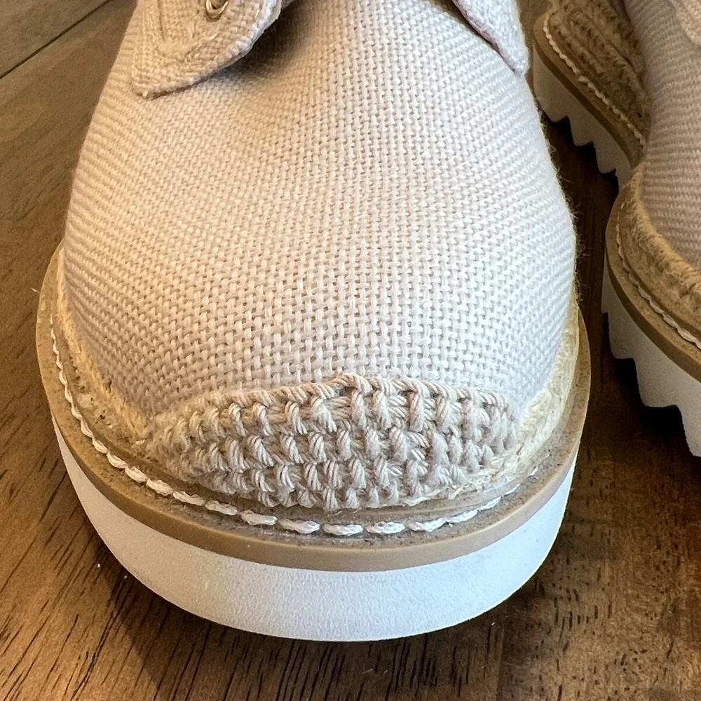 Torrid Wide Width Canvas Platform Oxford Lace-Up Shoes Natural Canvas 6.5WW